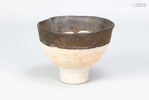 ROBIN WELCH (1936-2019); a stoneware pedestal bowl with choc...