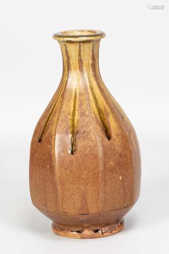 JIM MALONE (born 1946); a cut sided stoneware bottle covered...