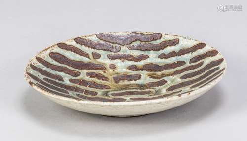 DEREK DAVIS (1926-2008); a porcelain dish covered in running...