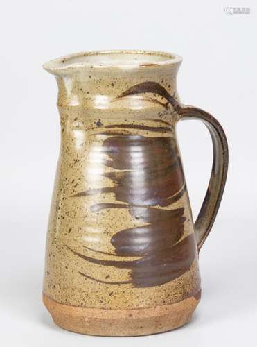 MICHAEL CASSON (1925-2003); a tapered stoneware jug with iro...