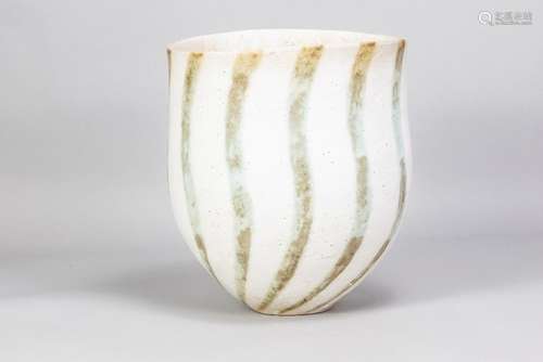 JOHN WARD (born 1938); a deep stoneware vessel with mottled ...