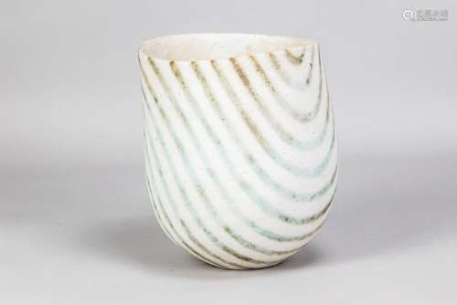 JOHN WARD (born 1938); a deep stoneware vessel with radiatin...