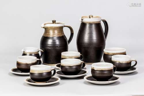 MARIANNE DE TREY (1913-2016); a stoneware coffee set with ti...