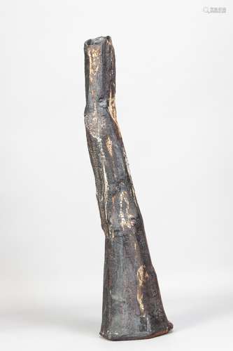 AKI MORIUCHI (born 1947); a very tall stoneware vessel cover...