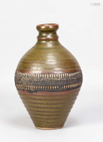 RAY MARSHALL (1913-1986); a stoneware bottle covered in iron...