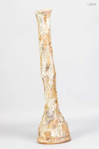 AKI MORIUCHI (born 1947); a very tall stoneware vessel cover...