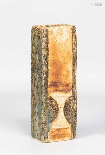 ALAN WALLWORK (1931-2019); a rectangular stoneware vase with...