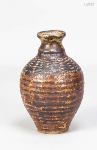 RAY MARSHALL (1913-1986); a stoneware bottle covered in iron...