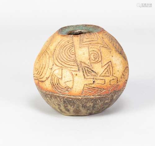 BERNARD ROOKE (born 1938); a small round stoneware pot with ...