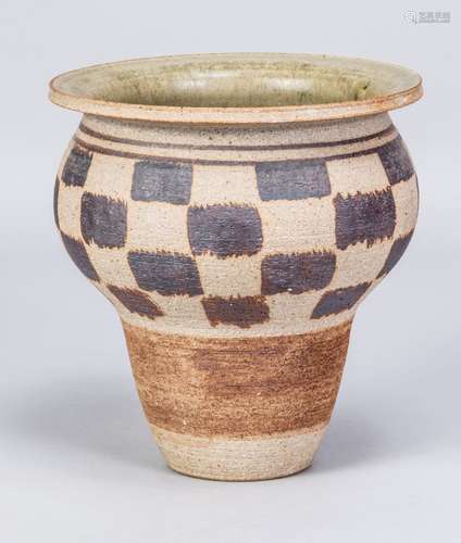 VERA TOLLOW (born 1931); a stoneware vase with checkerboard ...