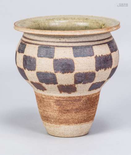VERA TOLLOW (born 1931); a stoneware vase with checkerboard ...