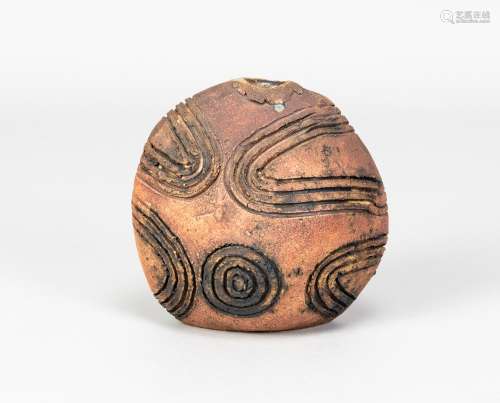 BERNARD ROOKE (born 1938); a small pebble form with incised ...