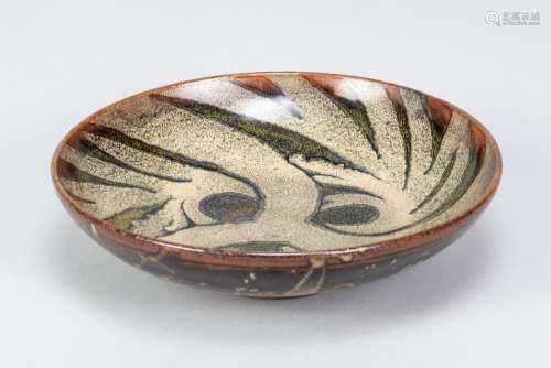 CHARLES VYSE (1882-1971); a stoneware footed dish with flora...
