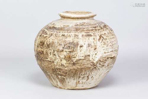 IAN AULD (1926-2000); a large globular stoneware pot with he...