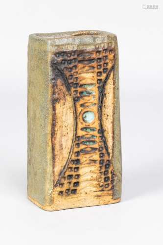 ALAN WALLWORK (1931-2019); a rectangular stoneware vase with...
