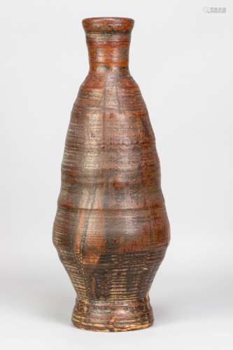 ROBERT J WASHINGTON (1913-1997); a tall stoneware bottle cov...