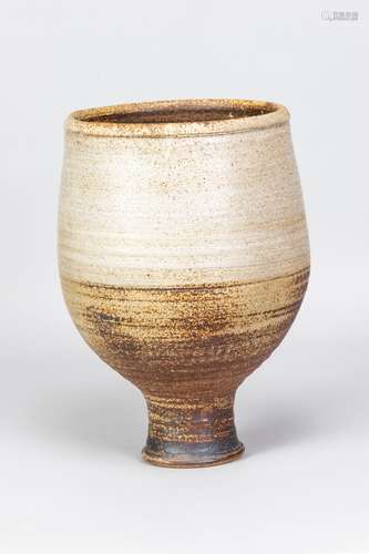 GWILYM THOMAS (1914-1995); a deep stoneware vase with slight...