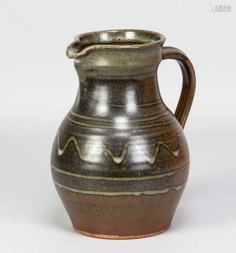 PAUL BARRON (1917-1983); a stoneware jug with wax resist dec...