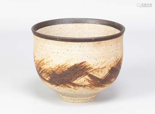 BARBARA CASS (1921-1992); a stoneware bowl with manganese ri...