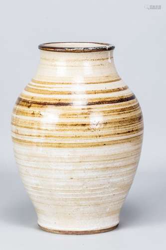 BARBARA CASS (1921-1992); a large stoneware vase with banded...