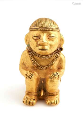 Statuette de dignitaire en bas or (tumbaga). Colombie, civil...