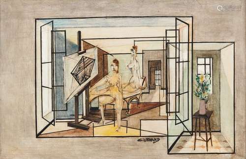 Claude VENARD 1913-1999 MODÈLES DANS L'ATELIER, 1954 Huile s...