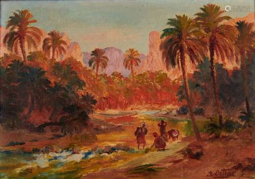 José ORTEGA 1877-1955 PAYSAGE DE L'OUED Huile sur toile sign...