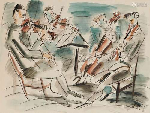 GEN PAUL 1895-1975 LE QUATUOR, 1938 Gouache signée et datée ...