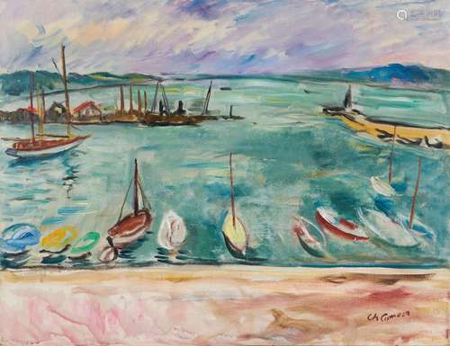 Charles CAMOIN 1879-1965 LA SORTIE DU PORT DE ST TROPEZ, cir...