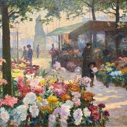 Georges BINET 1865-1949 LE MARCHÉ AUX FLEURS PLACE GAMBETTA ...