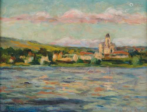 Maximilien LUCE 1858-1941 VETHEUIL Huile sur carton marouflé...