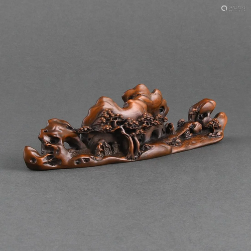 A 'HUANGYANG' WOOD CARVED BRUSHREST