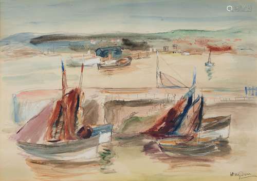 Henri HAYDEN 1883-1970 LE PORT Gouache signée en bas à droit...