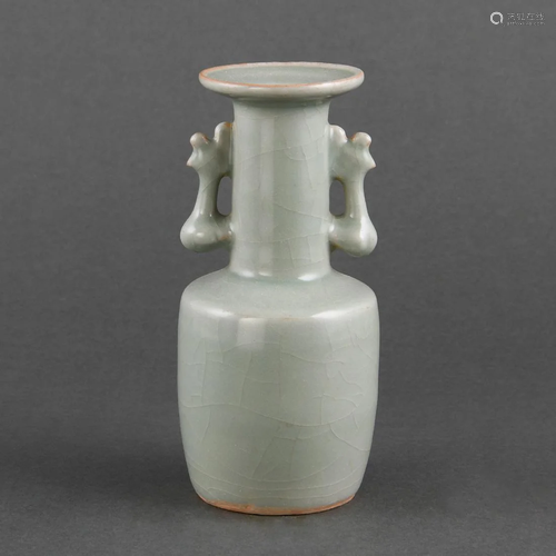 A LONGQUAN CELADON 'PHOENIX' HANDLED VASE