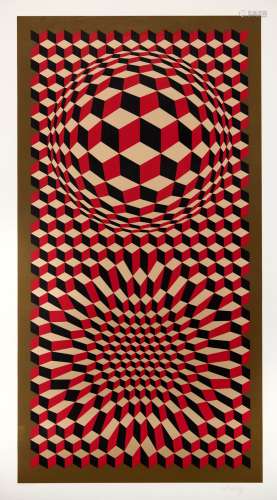 Victor VASARELY 1906-1997 COMPOSITION Sérigraphie couleur si...