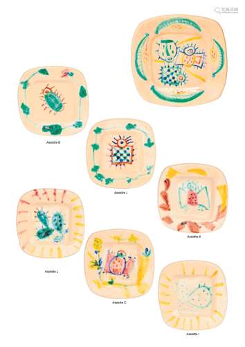 Pablo PICASSO 1881-1973 Édition Madoura Ensemble de 7 pièces...