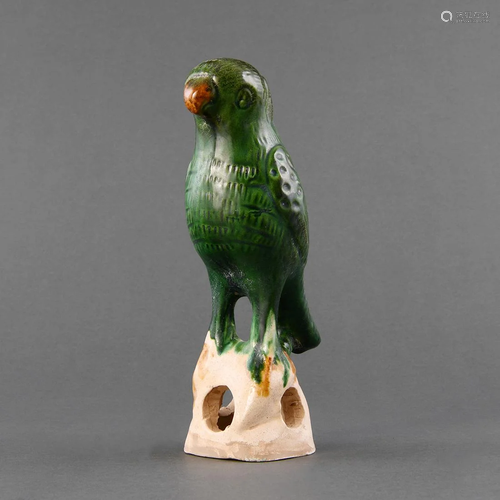 A SANCAI-GLAZED FIGURE OF A PARROT