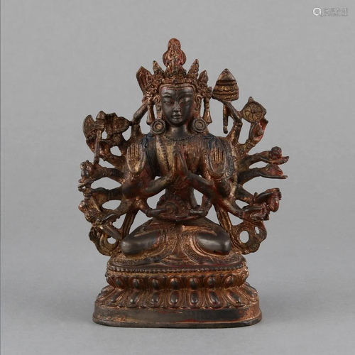 A GILT-BRONZE FIGURE OF AVALOKITESHVARA