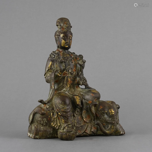 A GILT-BRONZE FIGURE OF SAMANTABHADRA