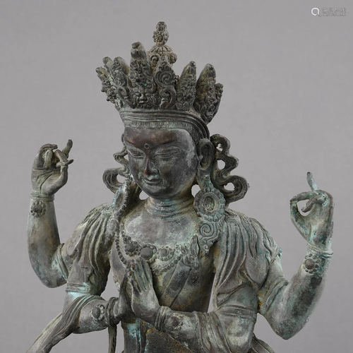 A COPPER FIGURE OF AN AVALOKITESVARA