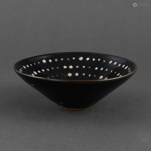 A 'JIZHOU' BLACK-GRAZED SPOTTED TEA BOWL