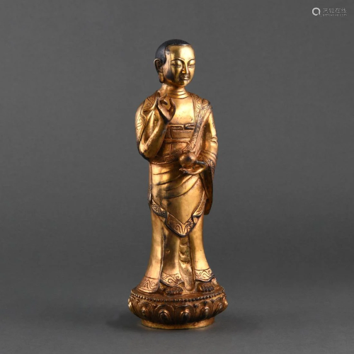 A RARE GILT-BRONZE FIGURE OF BUDDHA