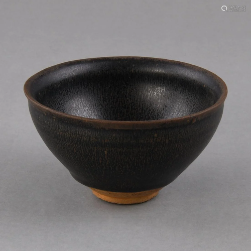 A BLACK-GLAZED 'HARE'S FUR' 'JIAN' TEABOWL