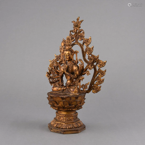 A GILT-BRONZE FIGURE OF AVALOKITESVARA