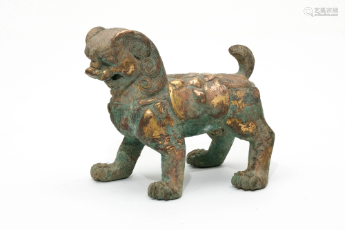 A Gilt Bronze Lion Figure