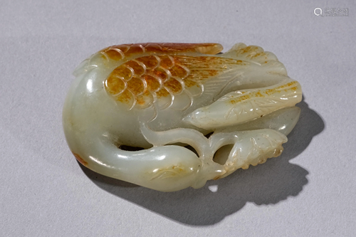 A Carved Hetian Jade Wild Goose Pendant