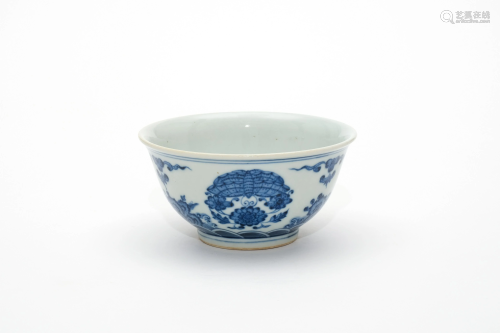 A Blue and White Butterfly Bowl with Qianlong Mark