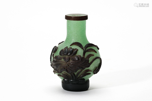 A Peking Glass Flower and Bird Snuffle Bottle