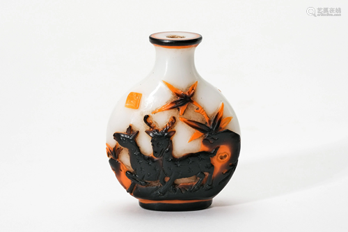 A Peking Glass FU LU SHOU Snuffle Bottle