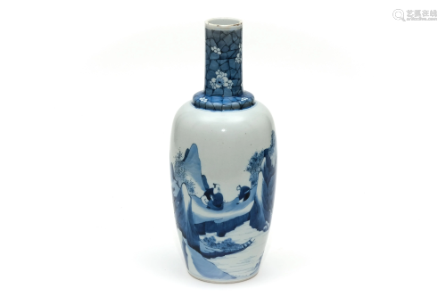 A Blue and White Landscape Figural Vase